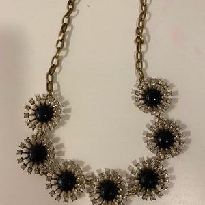 Chunky stargazer necklace w/ navy beads & crystals